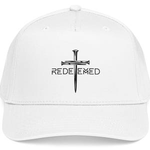 Gorra cristiana redimida, gorra de camionero religiosa con cruz de Jesús, regalo cristiano para hombres y mujeres, ropa basada en la fe.