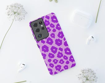 Purple Leopard Print Phone Case, Cute Phone Accessory, Trendy Gadget Protector, Stylish Phone Cover, Animal Print Gift Idea