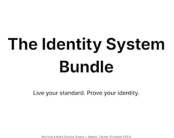 Pakiet Systemu Tożsamości | Rutyna poranna i wieczorna + cotygodniowy rejestr dowodów | System nawyków i nastawienia do druku