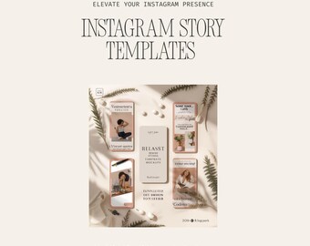 60 minimalistycznych szablonów relacji na Instagramie | Edytowalne projekty Canva (do pobrania cyfrowego)