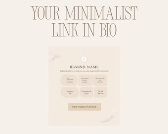 Link w edytowalnej stronie biografii Canva | Minimalistyczny szablon linku do biografii na Instagramie | Neutralna alternatywa dla Linktree
