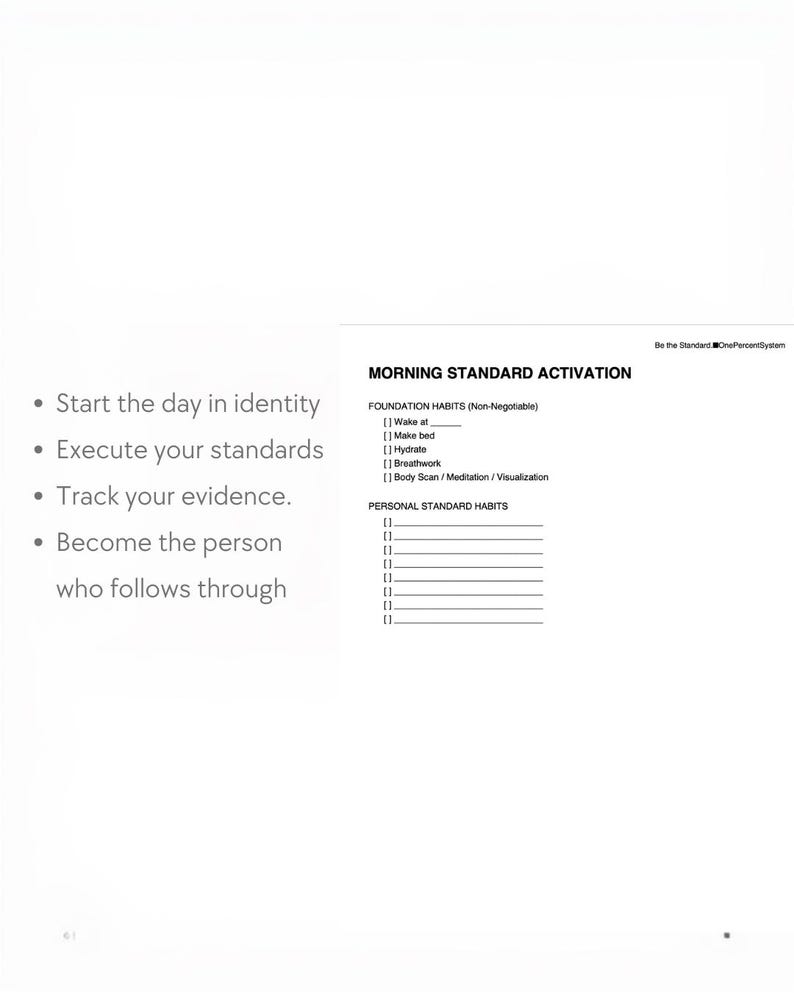Morning Standard Activation — Daily Discipline System - Etsy