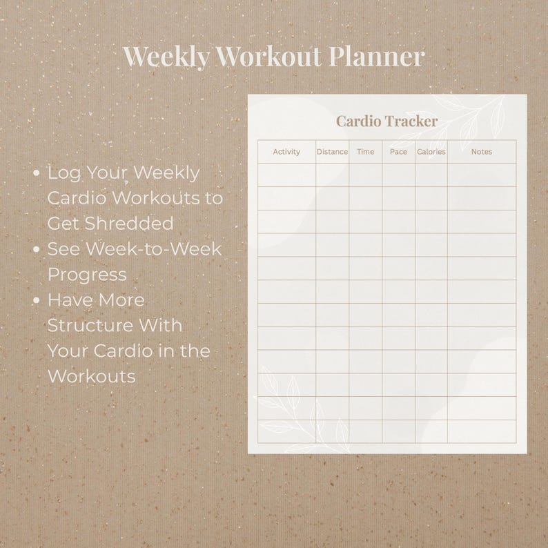 Fitness Tracker Printable | Workout Log | Weekly Fitness Planner ...