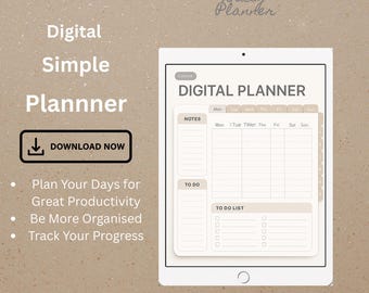 Planificador diario sencillo / Páginas imprimibles / Horario, lista de tareas, seguimiento de bienestar y hábitos / Descarga digital