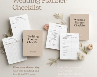 Lista kontrolna dla planisty ślubnego | Planer ślubny, do pobrania natychmiast (PDF)