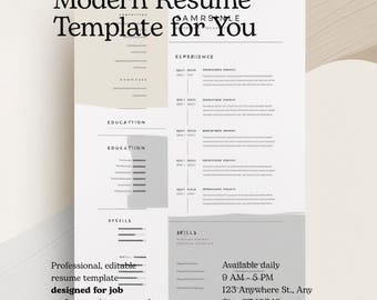 Nowoczesny szablon CV | Projekt CV Canva (wersja cyfrowa do pobrania)