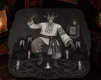 Slavic Ritual Coffee Table - Dark Pagan Epoxy Table, Gothic Decor