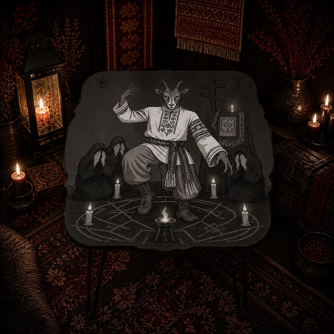 Slavic Ritual Coffee Table - Dark Pagan Epoxy Table, Gothic Decor - Etsy