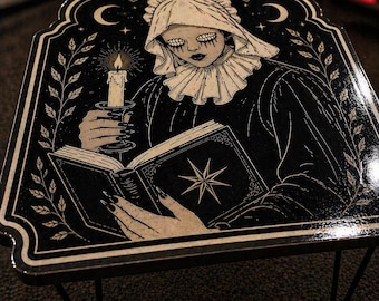 Handmade Wooden Coffee Table, Gothic Witch Occult Scene, Dark Academia Decor