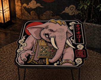 Elephant Epoxy Resin Coffee Table, Handmade Artistic Furniture, Unique Exotic Living Room Decor