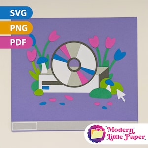 CD Drive Nostalgic Floral  - Cricut SVG Files, Papercraft, Glowforge, Vinyl Cutter, Silhouette, Laser Cutter