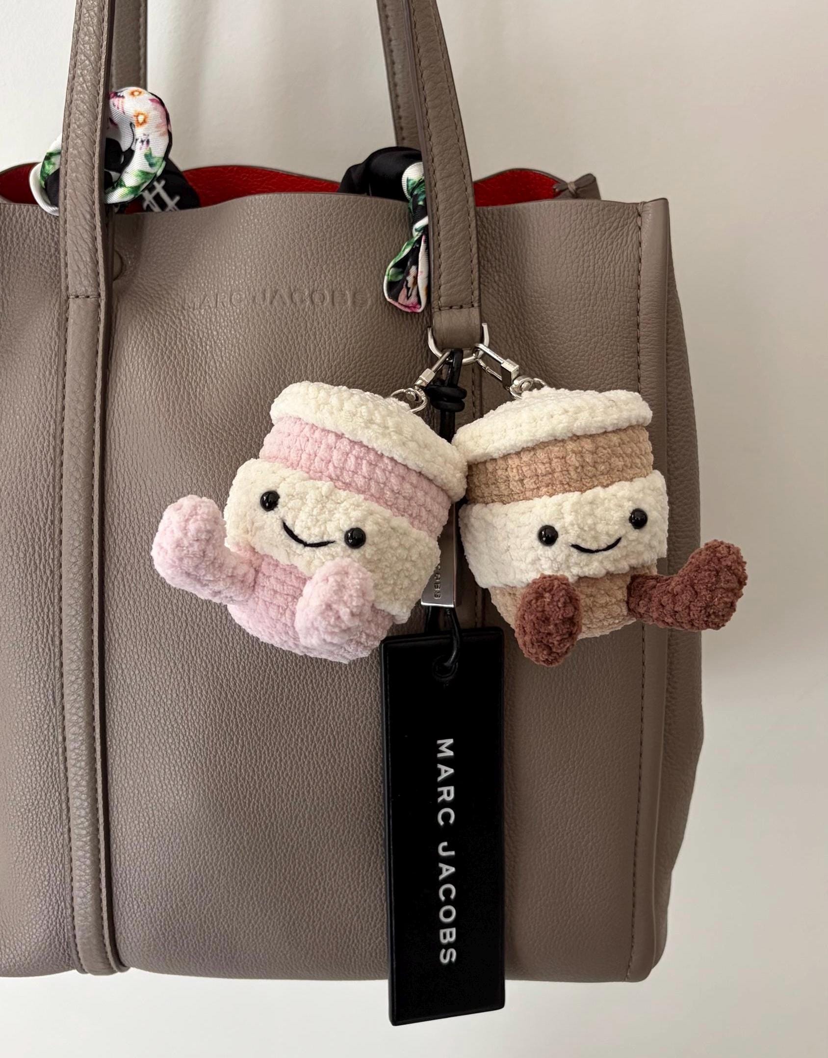 Handmade Crochet Latte Coffee Cup Plush Keychain – Amigurumi