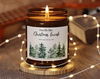 Vela con aroma a Navidad, regalo de agradecimiento para profesores, regalo de Navidad, vela relajante de invierno, decoración navideña