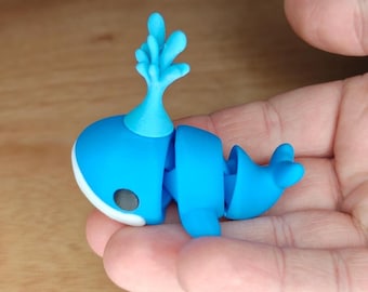 Magnetic Blue Whale with Water Spout - 3D Printed!