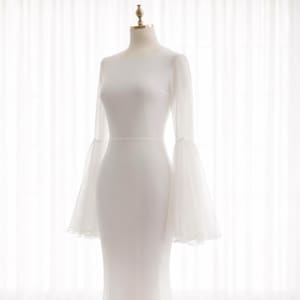 Beautiful Sheer White Bridal Dress, Wedding Party Dress, Elegant Gown for Bride or Special Event image 1