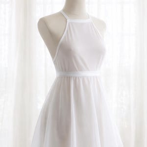 See Through Summer Dress, Sleeveless Lingerie Cover up for Festival Sheer Transparent White Mesh