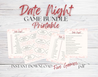 Etsy Digital Product, Experience Gifts, Digital Download Date Night Games, Games for Couples, Printable Game Bundle, Couples Night Five Game