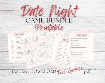 Experience Gifts, Digital Download Date Night Games, Games for Couples, Printable Game Bundle, Fun Couples Night Games Five Games