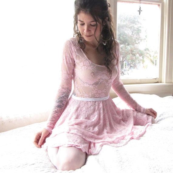 Baby Pink Sheer Women's Dress, See Through Dress-up Lingerie, Party Rave  Outfit Cosplay Dresses 
