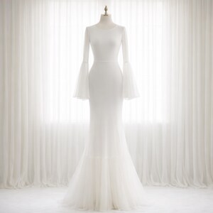Beautiful Sheer White Bridal Dress, Wedding Party Dress, Elegant Gown for Bride or Special Event image 2