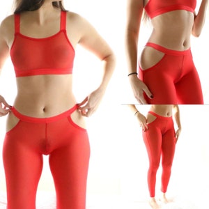 Sheer Yoga Pants for Women, Lingerie Leggings Set, See Through Comfy Pant, Rave Clothing, Festival Crop Top image 3