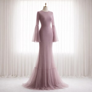 Beautiful Sheer White Bridal Dress, Wedding Party Dress, Elegant Gown for Bride or Special Event image 3