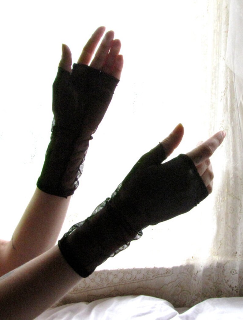 Fingerless Gloves Lingerie Mesh Gloves BDSM Sheer Dress BDSM Gloves Fingerless Gloves Black Black Fingerless Sheer Gloves