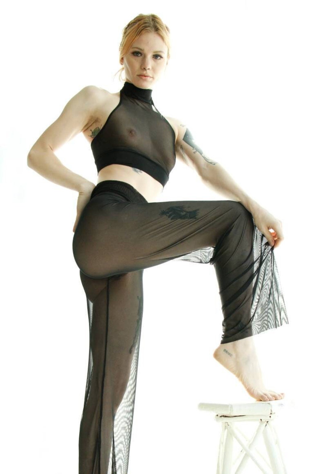 Sheer Yoga Pants, Black Yoga Pants Uncensored, Pajama Pants Lingerie Set,  Recherche Clothing -  Canada