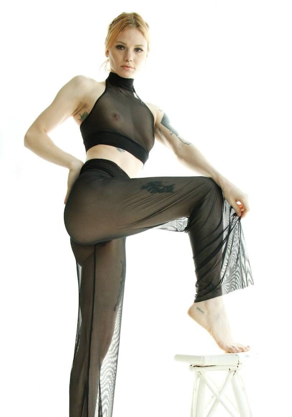 Sheer Yoga Pants, Black Yoga Pants Uncensored, Pajama Pants