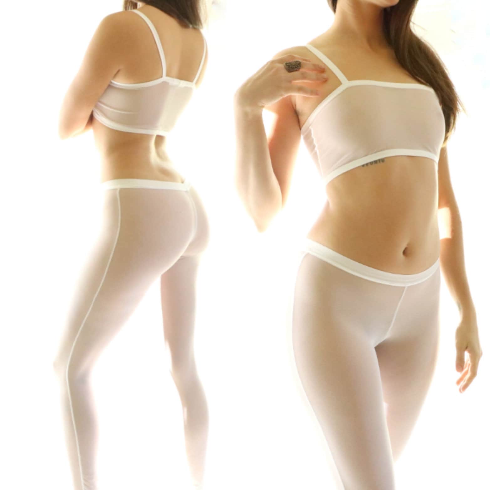 Sheer Yoga Pants, Lingerie Bralette Set, See Through Comfy Pants