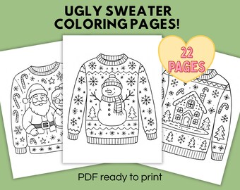 Ugly Sweater Coloring Pages for Kids – 22 Fun Holiday Designs PDF