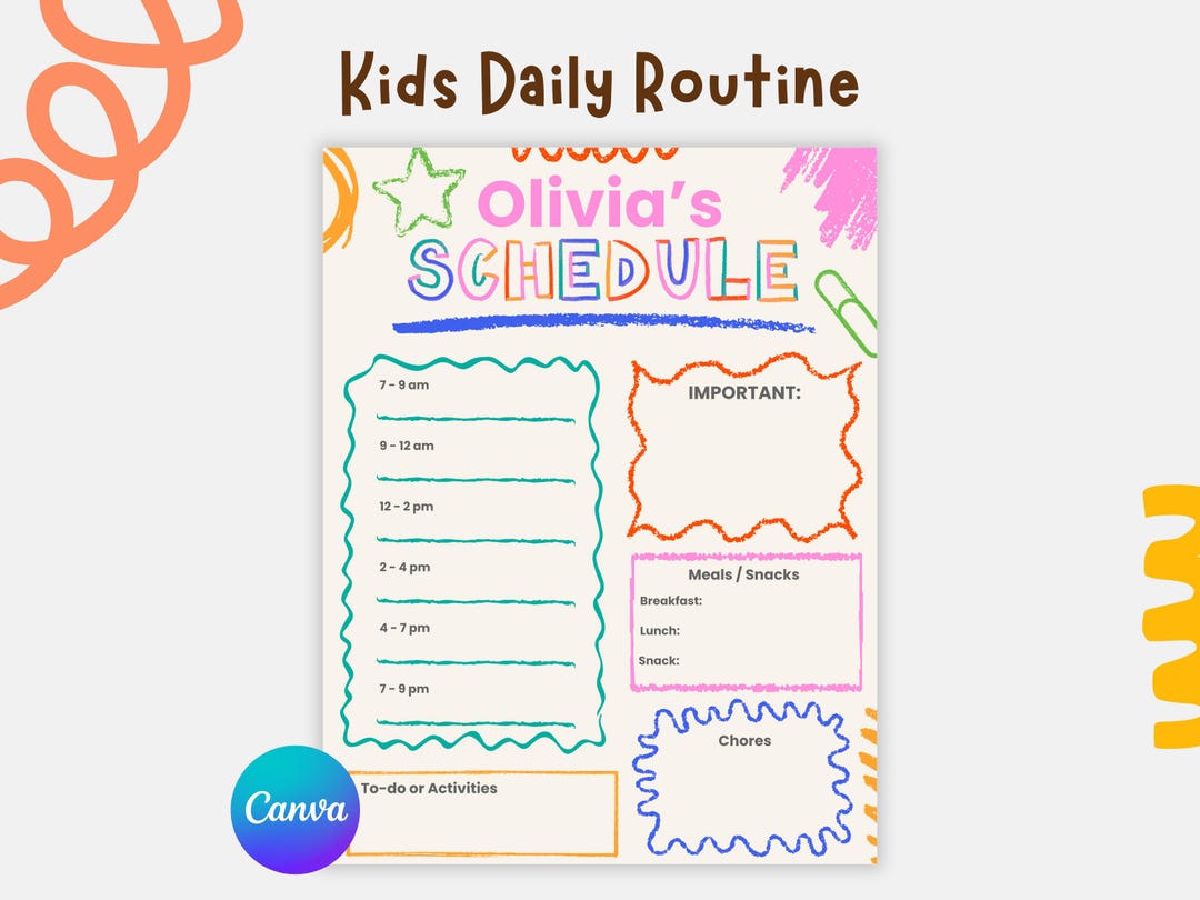 Daily Routine For Nanny Babysitter Schedule Template Printable | Kids Daily Routine PDF ...