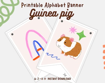 Guinea Pig Alphabet Banner: Printable Pennant Flags (Digital Download)