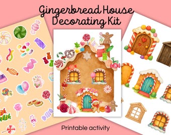 Gingerbread House Craft Kit – Printable Christmas Candy Cutouts (PDF + PNG)