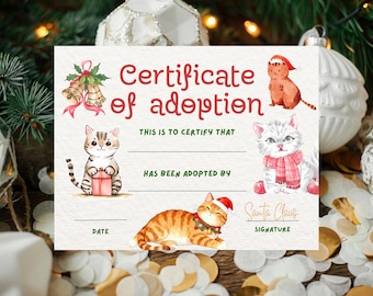 Christmas Kitten Adoption Certificate | Holiday Keepsake (PDF & PNG)