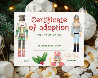 Nutcracker Adoption Certificate Printable | Holiday Keepsake (PDF & PNG)