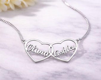 Personalized Heart Name Necklace, Custom Copper Jewelry