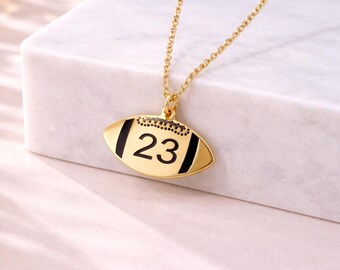 Customizable Football Necklace with Personalized Number, Sports Fan Jewelry