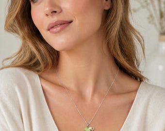 Delicate Silver Necklace with Clover Pendant - Available in Green, Blue, Pink & White