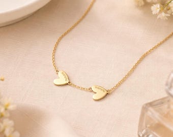 Customizable Rose Gold Heart Necklace, Personalized Name Charms