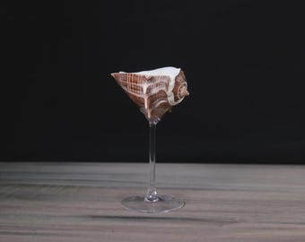 Copa de vino hecha a mano con conchas - Copa de martini para bodas en la playa - Regalo para el Día del Padre