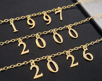 Custom Copper Birth Year Number Necklace, Personalized Birthday Gift