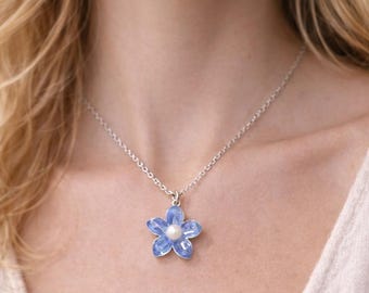 Pearl Cherry Blossom Necklace | Retro Alloy Pendant Jewelry