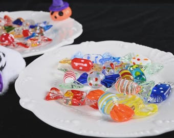 Handgemaakte glazen snoepbeeldjes - kleurrijk woondecoratie, cadeau voor snoepliefhebberVaderdagcadeau