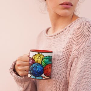 Craft Lover Gift for Mom Birthday Gift Yarn Mug Knitting Coffee Cup Gift for Grandma Knitters Mug Crocheters Gift Idea for Fiber Art Yarn image 6