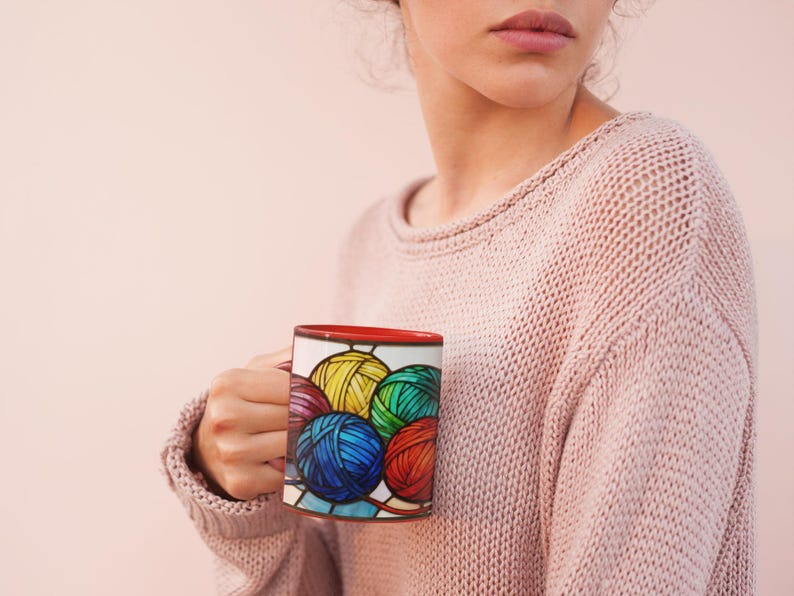 Craft Lover Gift for Mom Birthday Gift Yarn Mug Knitting Coffee Cup Gift for Grandma Knitters Mug Crocheters Gift Idea for Fiber Art Yarn image 6