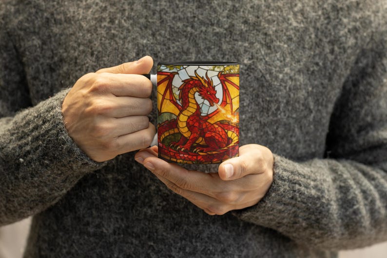 Fantasy Lover Gift for Him Birthday Gift Dragon Mug Fathers Day Gift Idea for Husband Tabletop RPG Gift for Boyfriend Dragon Lover Gift image 2