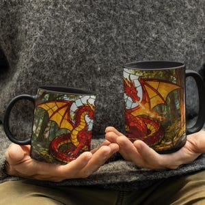 Fantasy Lover Gift for Him Birthday Gift Dragon Mug Fathers Day Gift Idea for Husband Tabletop RPG Gift for Boyfriend Dragon Lover Gift Black