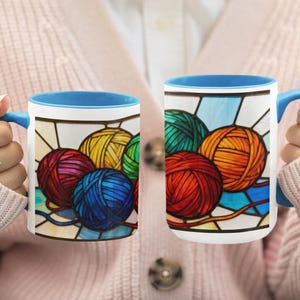 Craft Lover Gift for Mom Birthday Gift Yarn Mug Knitting Coffee Cup Gift for Grandma Knitters Mug Crocheters Gift Idea for Fiber Art Yarn image 4