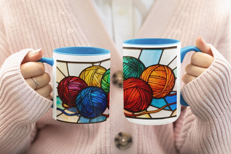 Craft Lover Gift for Mom Birthday Gift Yarn Mug Knitting Coffee Cup Gift for Grandma Knitters Mug Crocheters Gift Idea for Fiber Art Yarn image 4